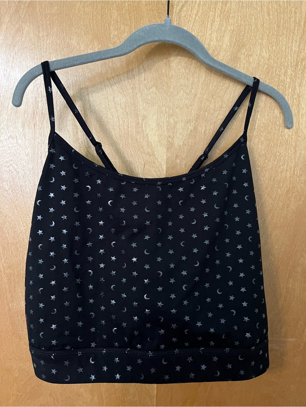Torrid Black Low-Impact Wireless Sports Bra with Silver Stars and Moons, Size 4